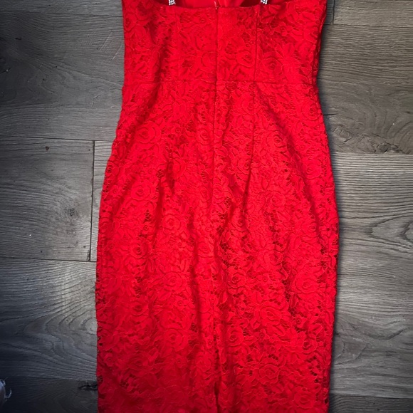 Limit evening dress mid length lace slip underneath rhinestone  straps women's M - Picture 8 of 10